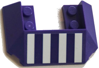 LEGO part Wedge 6 x 4 Cutout (Train Roof) with 4 White Stripes Pattern (Sticker) - Set 41167 (13269pb011)