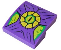 LEGO part Slope, Curved 2 x 2 x 2/3 with Lime Eye and Muscles Pattern 15068pb414