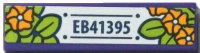 LEGO part Tile 1 x 4 with 'EB41395', Bright Light Orange Flowers, and Lime Leaves Pattern (Sticker) - Set 41395 2431pb0806