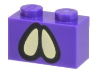 LEGO part Brick 1 x 2 with Black and Bright Light Yellow Ovoid Eyes Pattern (Super Mario Bogmire) 3004pb259
