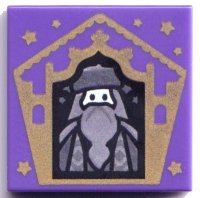 LEGO part Tile 2 x 2 with HP Chocolate Frog Card Albus Dumbledore Gold Pattern 3068pb1743