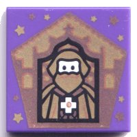 LEGO part Carreau 2 x 2 with HP Chocolate Frog Card Godric Gryffindor Pattern 3068pb1745