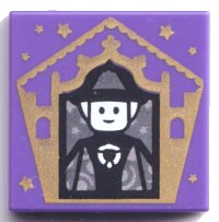 LEGO part Tile 2 x 2 with HP Chocolate Frog Card Minerva McGonagall Pattern 3068pb1746