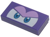 LEGO onderdeel Tile 1 x 2 with Blue and White Eyes Partially Closed, Medium Lavender Eyelids Pattern (Super Mario Spiny Cheep Cheep) 3069pb0894