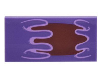 LEGO part Tile 2 x 4 with Dark Red Open Mouth with Lavender Slime Lips Pattern (Super Mario Bogmire Lower Face) (87079pb1108)