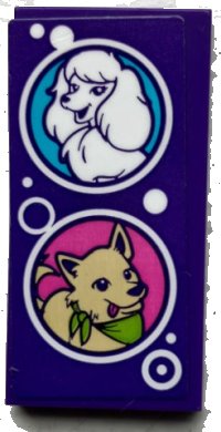 LEGO part Tile 2 x 4 with 2 Dogs in White Circles with Dots Pattern (Sticker) - Set 41691 87079pb1252