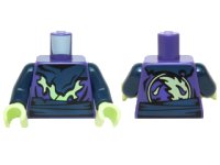 LEGO part Torso Ninjago Tattered Dark Blue and Yellowish Green Robe and Dark Blue Belt Pattern / Dark Blue Arms / Yellowish Green Hands 973pb2084c01