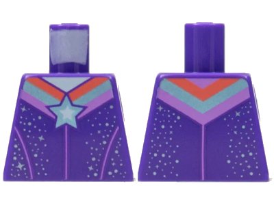 LEGO onderdeel Torso Metallic Light Blue Star and Sparkles with Stripes Pattern (973pb4230)