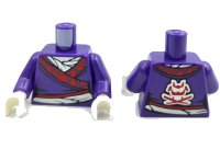 LEGO part Torso Female Tunic with Red and Silver Hem and Sash, White Shirt, Samurai Helmet and Crossed Swords Logo on Back Pattern (BAM) / Dark Purple Arms / White Hands 973pb6484c01