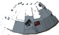 LEGO onderdeel Paneel 14 x 14 x 2 2/3 Quarter Saucer Top with Millennium Falcon Pattern 30116pb03