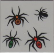LEGO part Tile 2 x 2 with 4 Spiders Pattern 3068pb0005