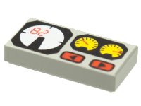 LEGO part Carreau 1 x 2 avec 82 Rouge, Jauges Jaunes et Blanches Pattern 3069px19