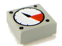 LEGO onderdeel Tegel 1 x 1 met Witte en Rode Meter, Zwarte Dikke Naald, en Schroefkoppen Patroon 3070p07