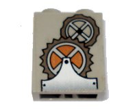 LEGO part Stein 1 x 2 x 2 mit innerer Achsenhalterung mit Zahnrad-Muster (Aufkleber) - Set 1382 3245bpb08