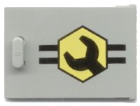 LEGO part Container, Cupboard 2 x 3 x 2 Door with Black Wrench Head in Yellow Hexagon Pattern 4533px1