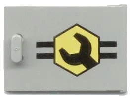 LEGO part Container, Cupboard 2 x 3 x 2 Door with Black Wrench Head in Yellow Hexagon Pattern (4533px1)