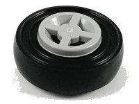 LEGO part Wheel 8mm D. x 6mm with Black Tire 14mm D. x 4mm Smooth Small Single (4624 / 3139) 4624c01
