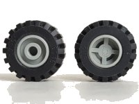 LEGO part Wheel 11mm D. x 12mm, Hole Round for Wheels Holder Pin with Black Tire 21mm D. x 12mm - Offset Tread Small Wide (6014a / 6015) 6014ac01
