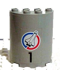 LEGO part Cylinder Half 2 x 4 x 4 with Black Number 1 and Shuttle Pattern (Sticker) - Set 6339 6259pb005
