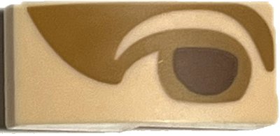LEGO part Slope, Curved 2 x 1 x 2/3 with Reddish Brown Right Eye with Medium Nougat Eyelid and Shadow Pattern (Mona Lisa) (11477pb200)