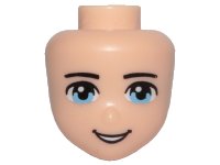 LEGO part Mini Doll, Head Friends Male with Light Blue Eyes and Open Mouth Pattern 14015
