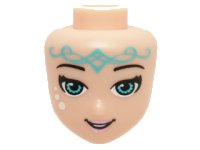LEGO part Mini Doll, Head Friends with Bright Pink Lips, White Spots and Medium Azure Eyes and Tribal Markings Pattern (Naida Riverheart) 19833