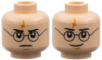 LEGO part Minifigure, Head Dual Sided HP Harry with Glasses and Lightning Bolt, Frown / Smile Pattern 3626pb0475