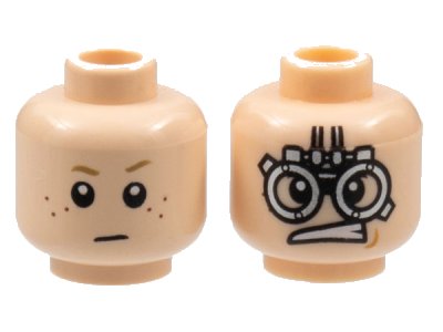 LEGO part Minifigure, Head Dual Sided Child Freckles, White Pupils / SW Podracer Goggles Pattern (3626pb0624)