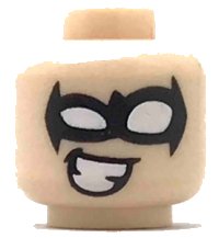 LEGO part Minifigure, Head Black Eye Mask with White Eye Holes and Cheesy Smile Pattern (Nightwing) 3626pb2033