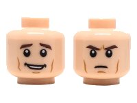 LEGO part Minifigure, Head Dual Sided Dark Brown Eyebrows, Cheek Lines, Open Smile/Frown Pattern 3626pb2067
