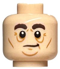 LEGO part Minifigure, Head Dark Brown Bushy Eyebrows, Medium Nougat Contour Lines and Chin Pattern 3626pb2167