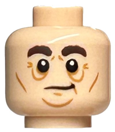 LEGO part Minifigure, Head Dark Brown Bushy Eyebrows, Medium Nougat Contour Lines and Chin Pattern (3626pb2167)