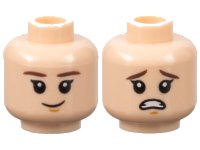 LEGO part Minifigure, Head Dual Sided Child Dark Brown Eyebrows, Medium Nougat Chin Dimple, Grin / Scared Pattern 3626pb2169