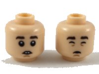 LEGO part Minifigure, Head Dual Sided Dark Brown Eyebrows, Buck Teeth / Closed Eyes and Mouth Pattern 3626pb2202