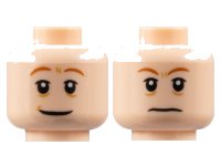 LEGO onderdeel Minifigure, Head Dual Sided Dark Orange Eyebrows, Medium Nougat Wrinkles, Wide Grin with Dimple / Frown Pattern - Hollow Stud 3626pb2698