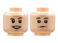 LEGO part Minifigure, Head Dual Sided, Dark Brown Eyebrows, Dark Orange Brow Furrows and Jowel Lines, Smile / Neutral Pattern - Hollow Stud 3626pb2844
