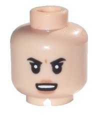 LEGO part Minifigure, Head Female Black Eyebrows, Open Smile and White Teeth, Angry Frown Pattern - Hollow Stud 3626pb2926