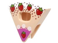 LEGO part Minifigure, Headgear Head Cover, Costume Wedge Slice with Cake with Strawberries, White Cream, and Dark Pink Frosting Pattern (BAM) 45755pb04
