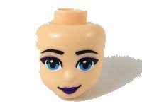 LEGO part Mini Doll, Head Friends with Dark Azure Eyes, Dark Purple Lips Pattern 48252