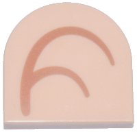LEGO part Tile, Round 2 x 2 Half Circle Extended with Medium Nougat Curved Lines Pattern Model Left Side (Super Mario Inner Ear) 5520pb003L
