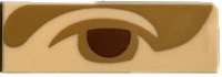 LEGO part Tile 1 x 3 with Reddish Brown Left Eye with Medium Nougat Eyelid and Shadow Pattern (Mona Lisa) 63864pb265