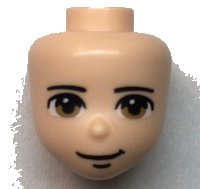 LEGO part Mini Doll, Head Friends Male with Light Brown Eyes, Closed Grin Pattern 66454