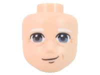 LEGO part Mini Doll, Head Friends Male Large with Sand Blue Eyes, White Eyebrows, and Lopsided Smile Pattern 72433