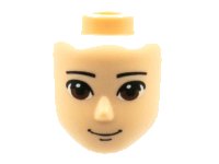 LEGO onderdeel Mini Doll, Head Friends Male Large with Reddish Brown Eyes, Black Eyebrows and Closed Grin Pattern 72444