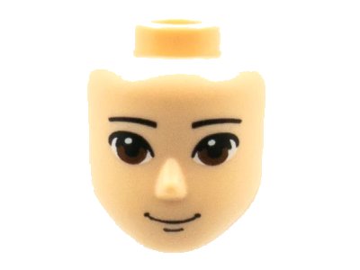 LEGO onderdeel Mini Doll, Head Friends Male Large with Reddish Brown Eyes, Black Eyebrows and Closed Grin Pattern (72444)