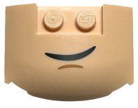 LEGO part Wedge 3 x 4 x 2/3 Triple Curved with Black Lopsided Grin and Medium Nougat Chin Dimple Pattern (HP Dobby Mouth) 93604pb016