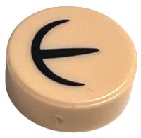 LEGO part Tile, Round 1 x 1 with Black Curved and Straight Lines Pattern (HP Extendable Ear) 98138pb309
