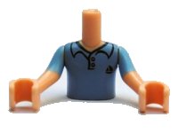 LEGO part Torso Mini Doll Boy Bright Light Blue Polo Shirt, Dark Blue Sailboat Pattern, Light Nougat Arms with Hands with Bright Light Blue Short Sleeves FTBpb003c01