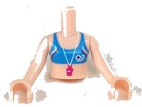 LEGO onderdeel Torso Mini Doll Girl Blue Bikini Top With Whistle Pattern, Light Nougat Arms with Hands FTGpb046c01