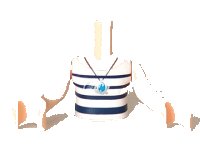 LEGO part Torso Mini Doll Girl White Top with Dark Blue Stripes and Necklace Pattern, Light Nougat Arms with Hands FTGpb063c01